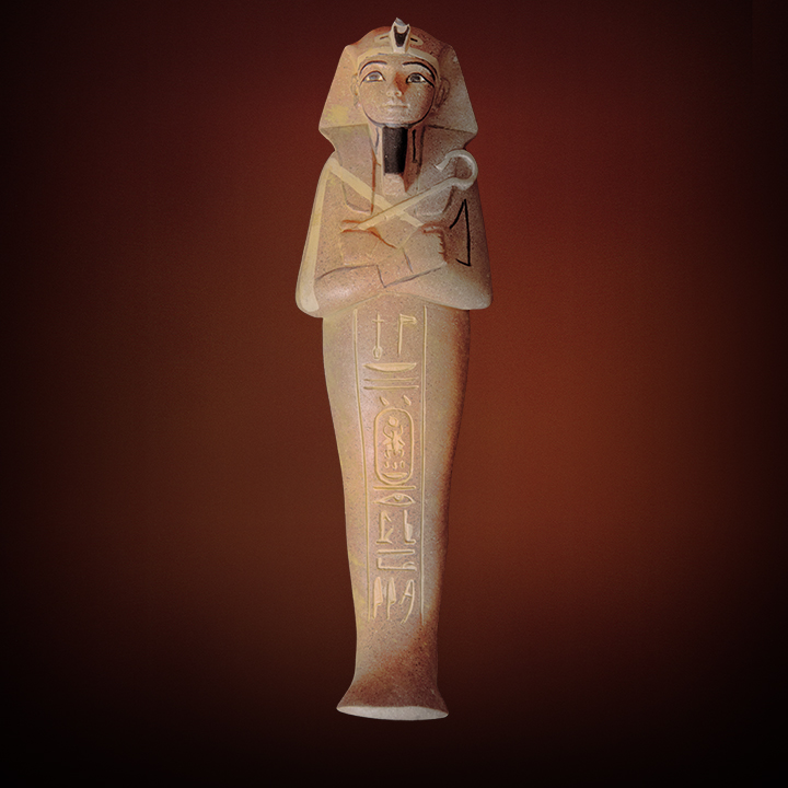 Shabti with Nemes painted quartzite 