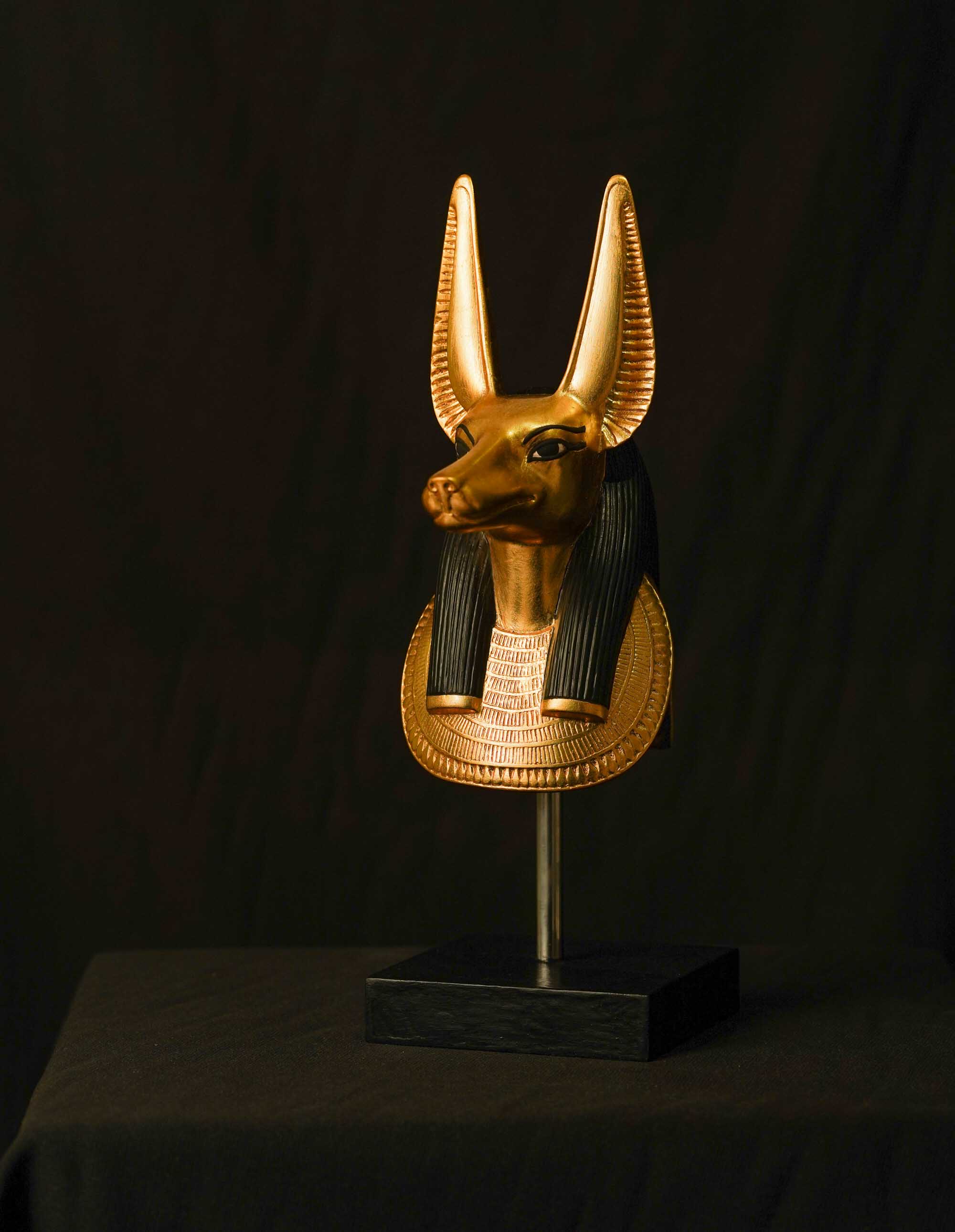Golden statue for God Anubis, Golden Mask for The Head of Jackal God Anubis