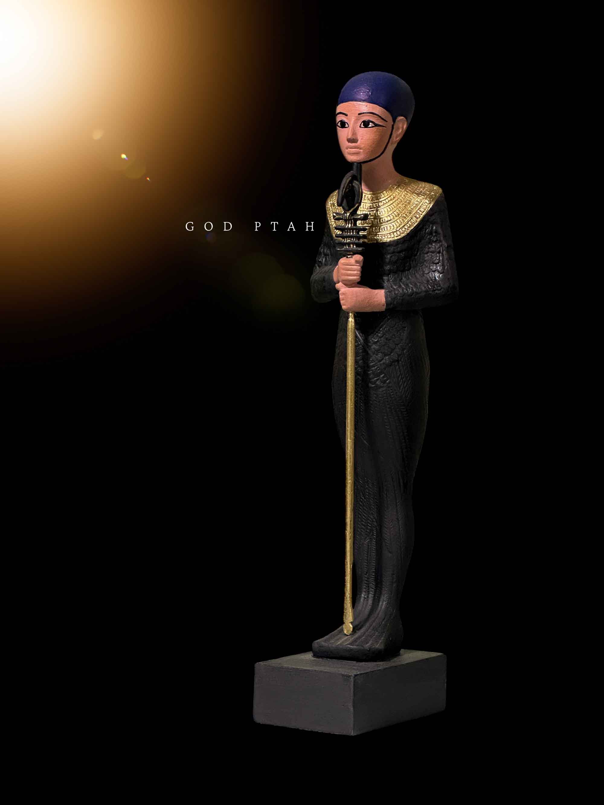 God Ptah Museum statue made in Egypt, 32.5 cm in Height. Museum replica for God Ptah.