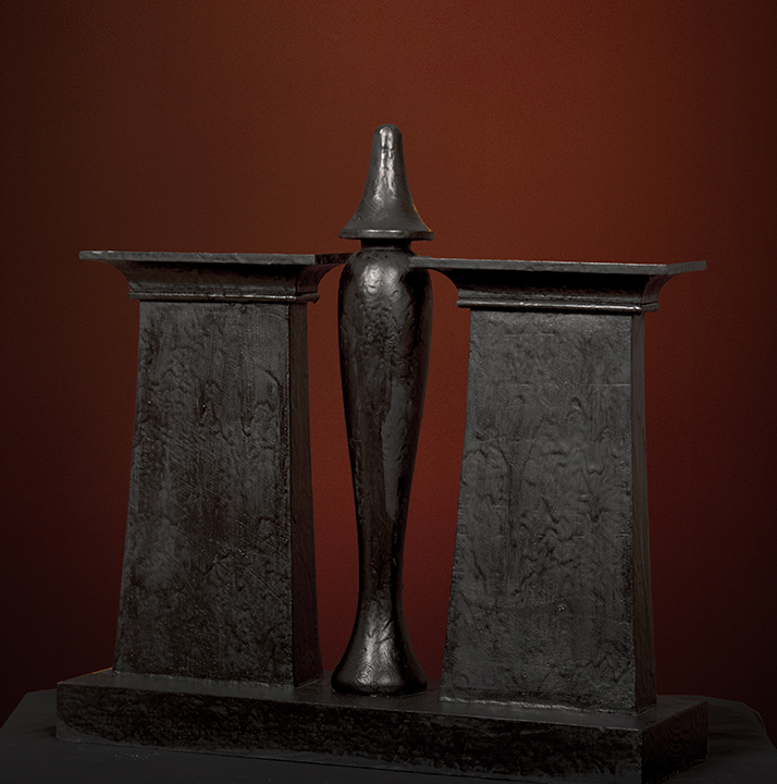 WOODEN EMBLEM,WITH BLACK RESINOUS COATING